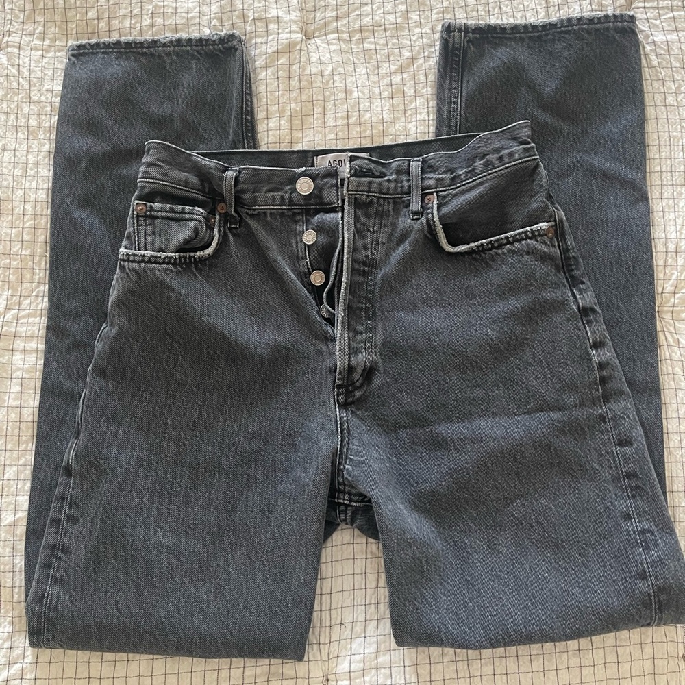 Agolde High-Rise Black Gray Vintage Wash Jeans